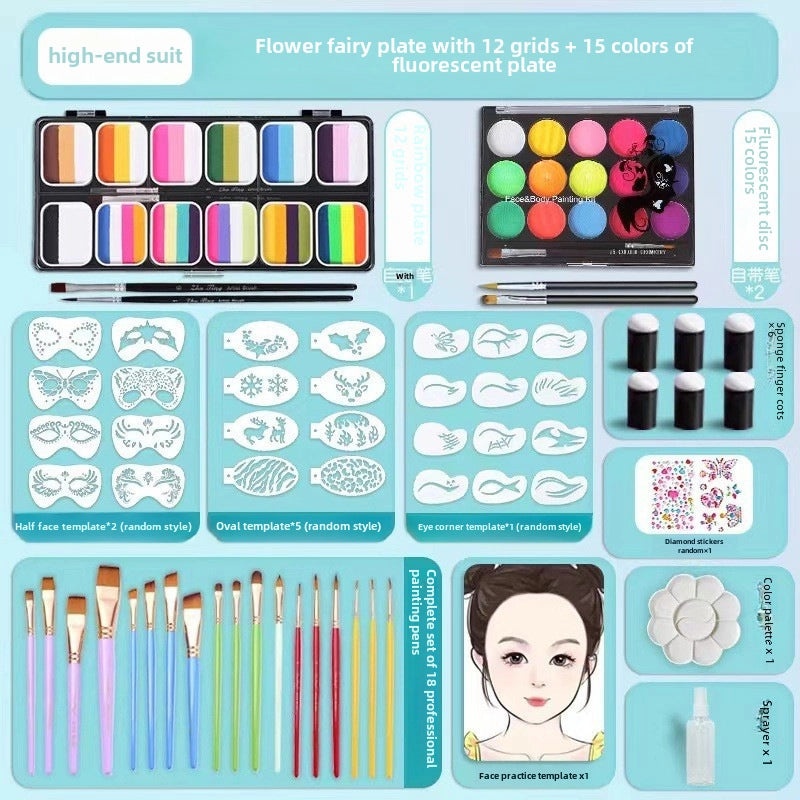 12-Color Face Paint Set for Kids Water-Soluble Safe Halloween Body Makeup|Children's Face Paint & Body Art
