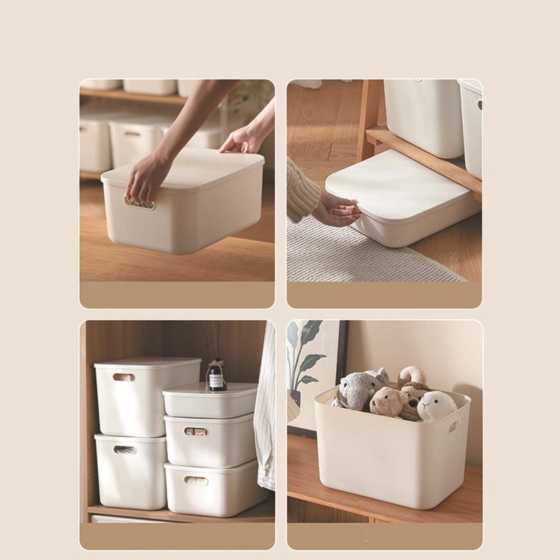 Durable Solid Color Plastic Organizer Box for Home and Office Storage|Storage & Organization