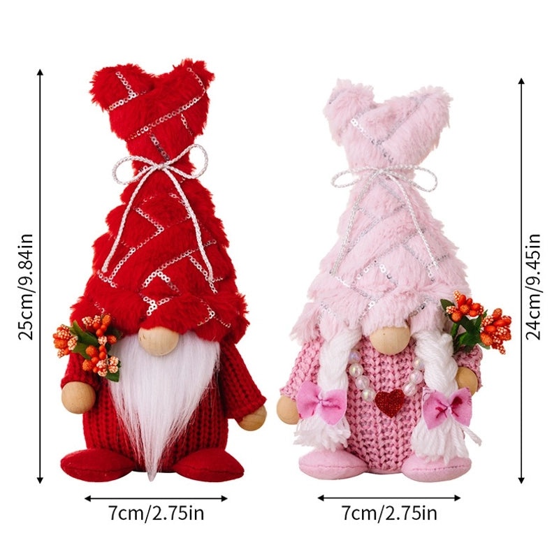 Valentine's Day Heart Bow Knot Sequin Knit Rudolph Doll Table Decoration|Home Decor