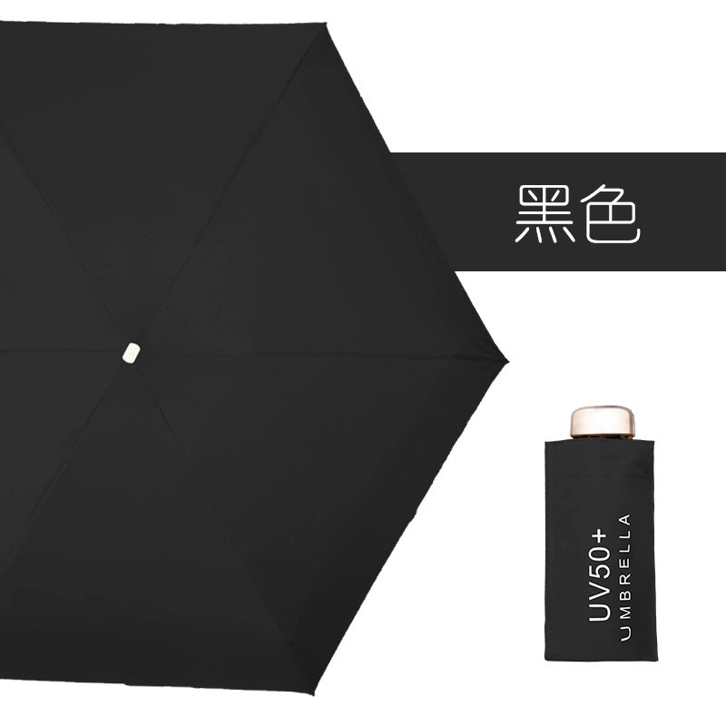 Ultra Lightweight Portable Mini Sun Umbrella with UV Protection, 6 Bones, Black Rubber Handle | Sun Protection Umbrellas
