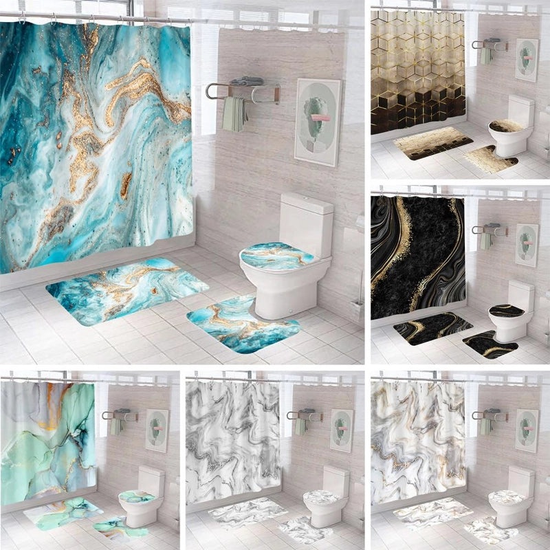 Modern Marble Pattern Polyester Shower Curtain for Bathroom|Bath & Shower Curtains