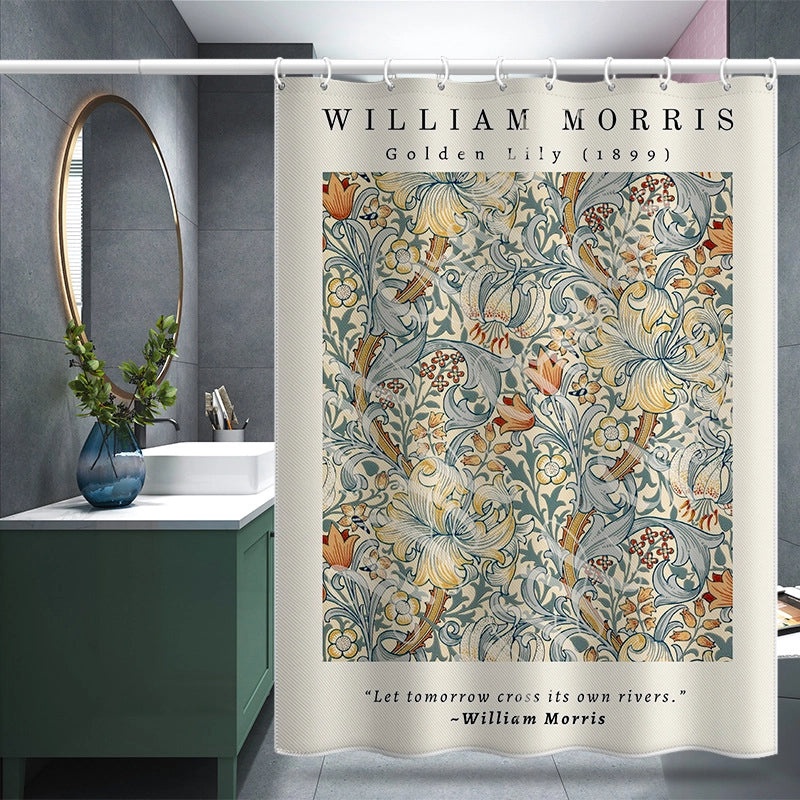 Nordic Van Gogh Inspired Shower Curtain Thickened Water-Repellent Fabric Modern Minimalist Digital Print|Home Decor & Bath Accessories