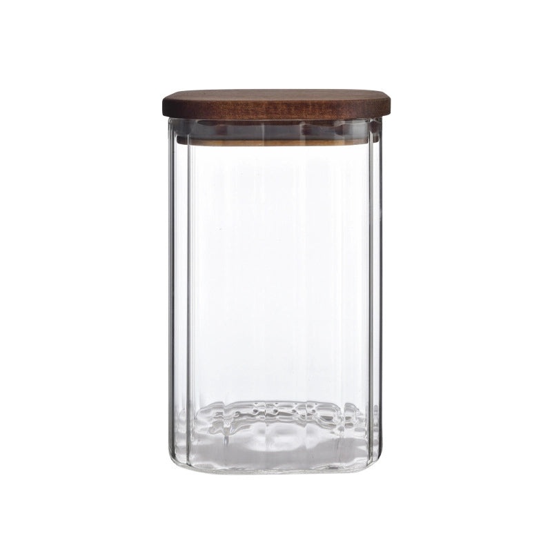 Transparent Square Glass Storage Jar for Cereals Dried Fruits Tea Large Capacity High Borosilicate|Kitchen Storage