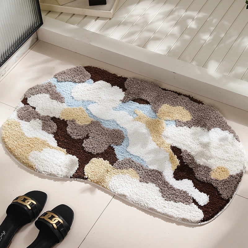 Floral Flocking Polyester Bath Rug for Casual Elegant Home Decor|Home & Living Bath Rugs