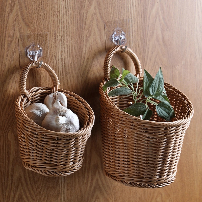 Japanese-style Wall Hanging Storage Basket for Kitchen and Bathroom Onion, Ginger, Garlic, and Key Organizer|Home Storage & Organization