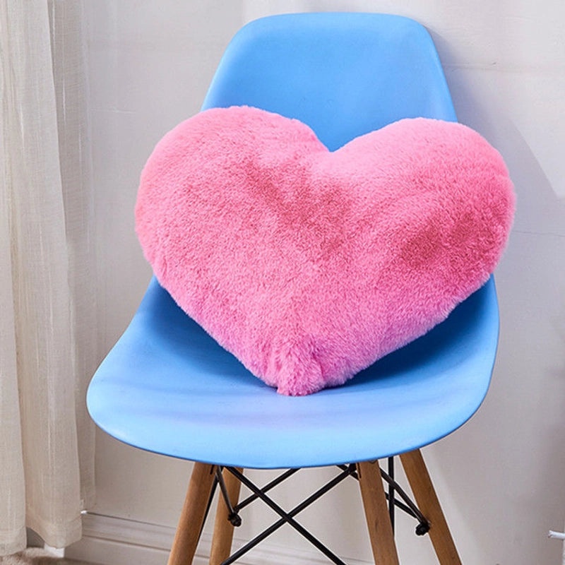 Heart-shaped Plush Rabbit Fur Pillow Soft Sofa Waist Cushion Car Seat Cushion|Home Decor Cushions
