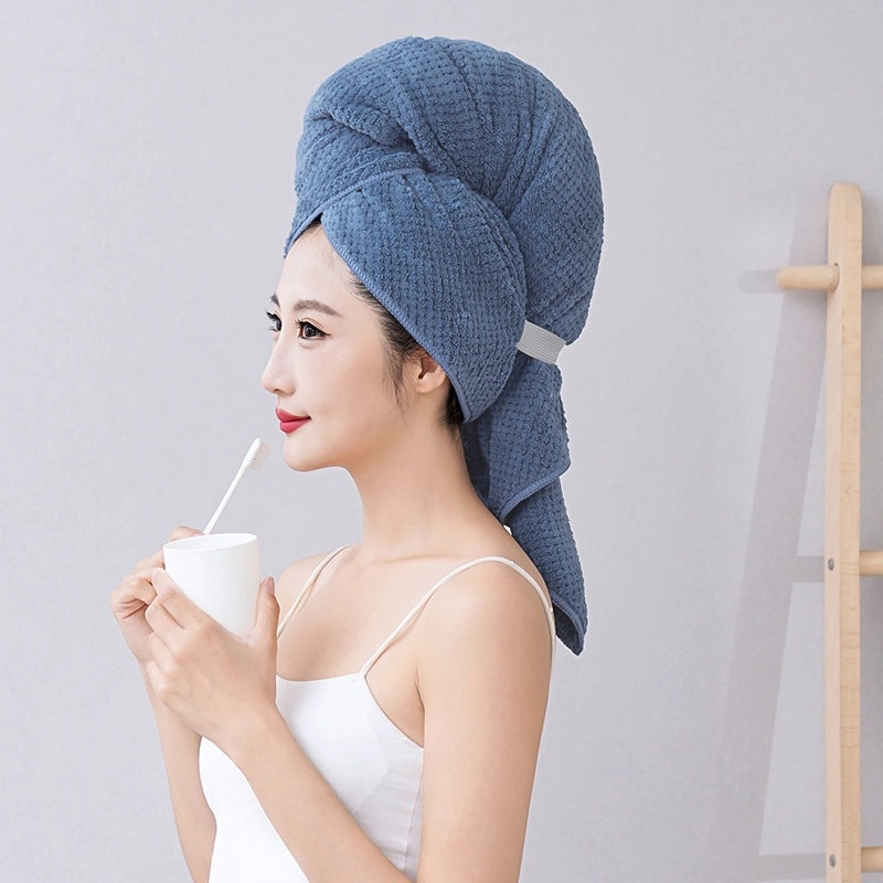 Pineapple Plaid Coral Fleece Hair Drying Towel for Women 60x100cm Thick Absorbent Quick-Dry Headscarf|Hair Accessories