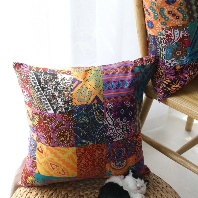 Retro Bohemian Middle Eastern Ethnic Cotton Linen Pillow Cover No Insert | Home Decor Pillows