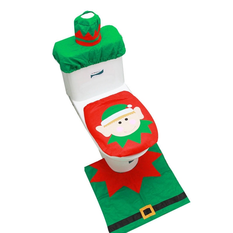 Christmas Snowman Toilet Decoration Set Three-Piece for Elderly | Home & Kitchen Decor