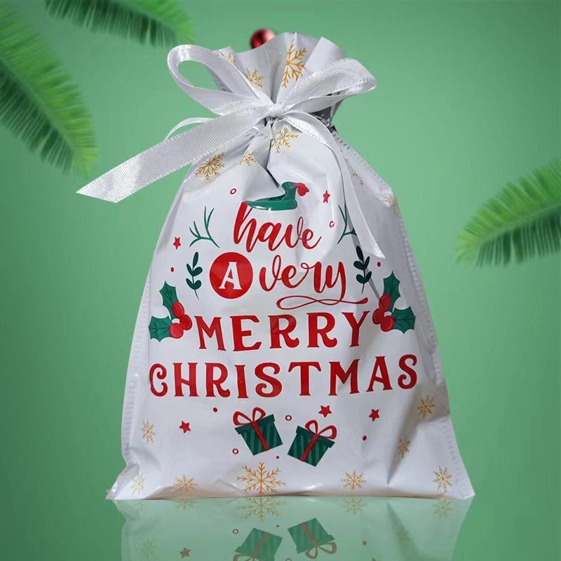 Santa Claus Drawstring Gift Bag for Christmas and Halloween Candy Packaging|Holiday Party Supplies