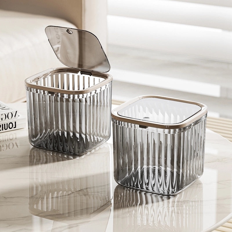 Mini Desktop Trash Can with Lid and Pressure Ring for Dining Table and Desk | Home & Kitchen Storage Containers