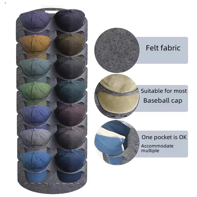 Baseball Cap Storage Organizer Bag Felt 7 Grid Wall Hanging Display Holder | Home Storage & Organization