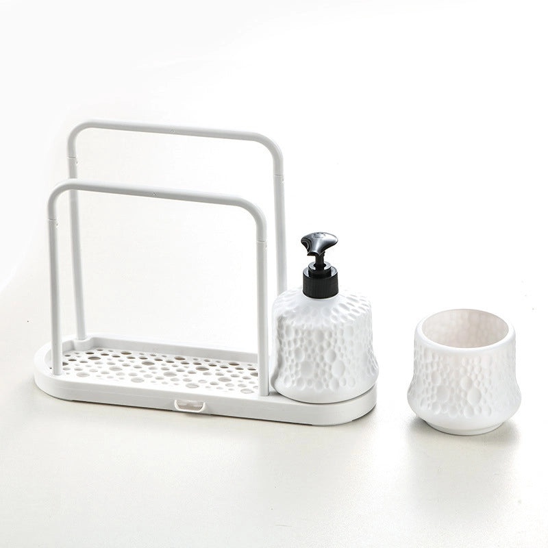 Punch-Free Sink Draining Rack with Steel Ball Sponge Holder for Kitchen Cleaning Supplies | Kitchen Storage