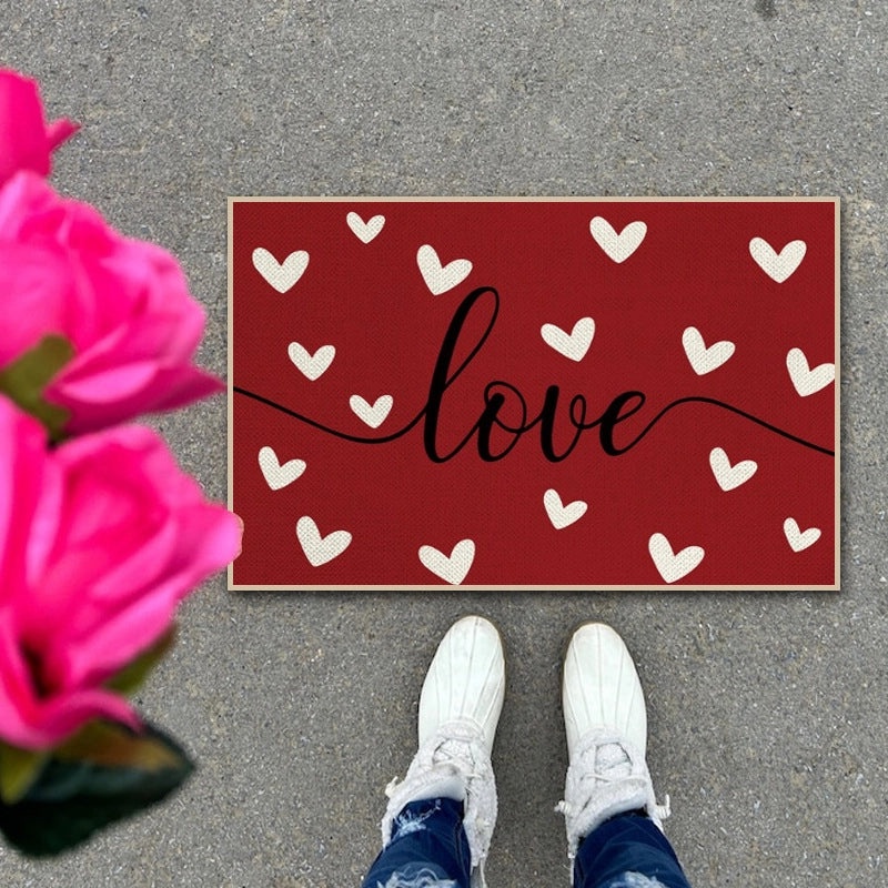 Valentine's Day Heart Shaped Polyester Bath Mat Casual Design|Home Decor & Bath Accessories