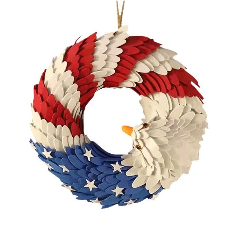 Patriotic Eagle and Five-pointed Star Garland Wreath for Independence Day|Home & Garden Decorations