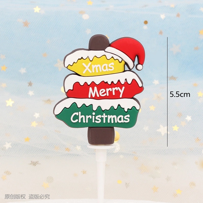 Christmas Cake Decoration Set Soft Glue Plug-in Christmas Tree Santa Snowman Reindeer Holiday Decor|Christmas Cake Decorations