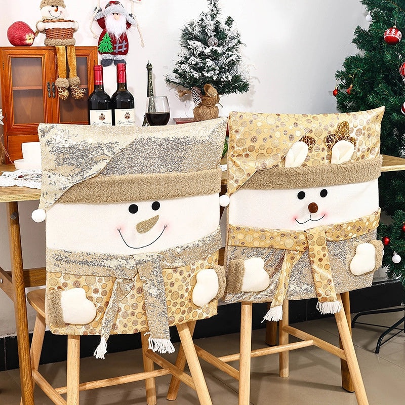 Christmas Santa Claus and Snowman Chair Cover for Home Holiday Decor|Home & Living Accessories