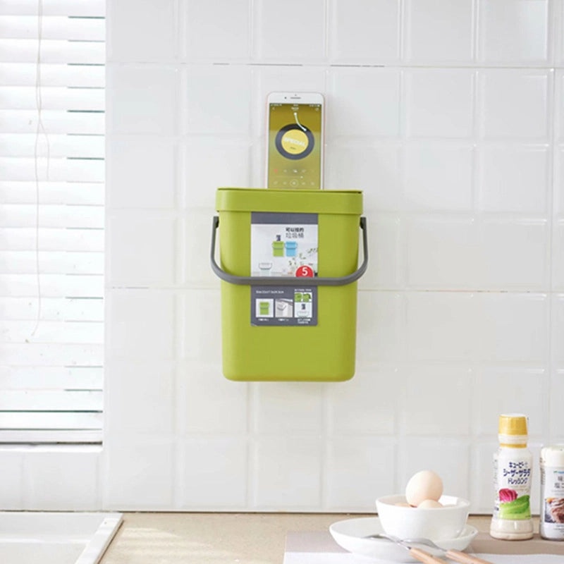 Wall-mounted Plastic Trash Can with Lid for Kitchen and Bedroom | Home & Kitchen Storage