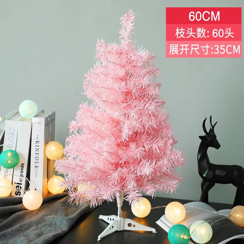 PVC Christmas Tree in Pink Blue Flocking Cedar 60-180cm Desktop Mall Decoration|Holiday Decor
