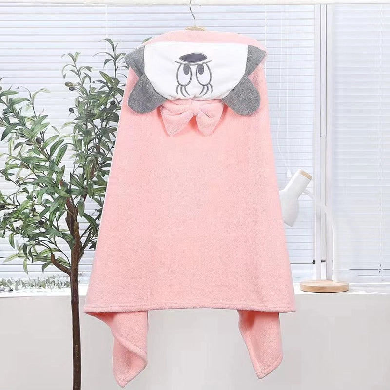 Soft Coral Fleece Kids Hooded Bathrobe Quick Dry Absorbent Baby Towel|Children's Bathrobes & Towels