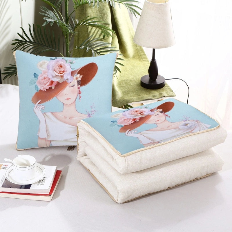 Custom Logo Pillow Quilt Dual-use Car Cushion & Sleeping Blanket Four-season Thin Blanket Gift Printing|汽车配件