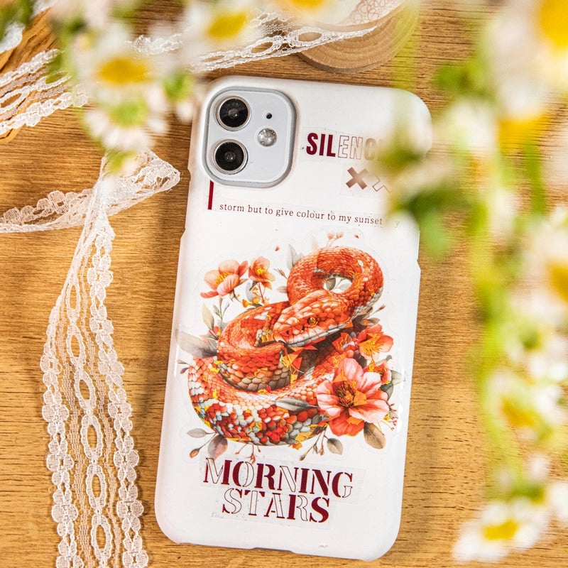 Floral Snake Pattern Vintage Style PET Stickers Set|Home & Garden Accessories