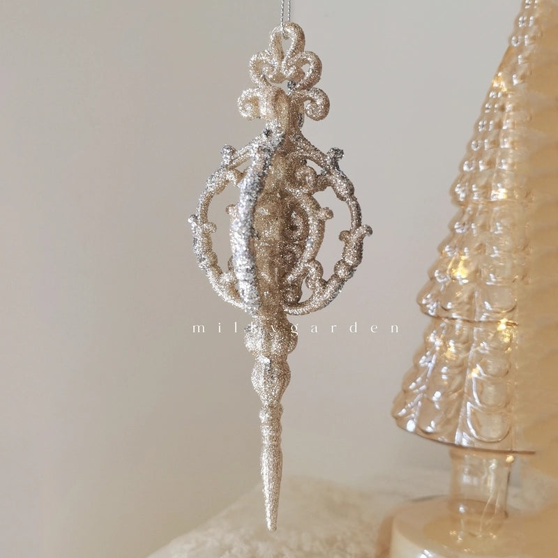 Milky Garden Glitter Christmas Tree Pendant Snowflake Star Angel Garland Hanging Ornament|Christmas Decorations