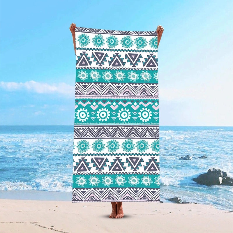 Geometric Pattern Polyester Beach Towel for Casual Vacation Use|Beach Accessories