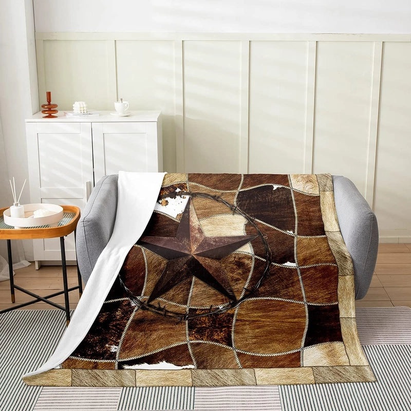 Cozy Cow Print Color Block Polyester Throw Blanket for Couch & Sofa Decor|Home Decor > Blankets & Throws