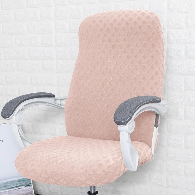 Knitted Jacquard Elastic Office Chair Cover with Pineapple Grid Pattern for Rotating Armrest Computer Chair|Office Furniture Accessories