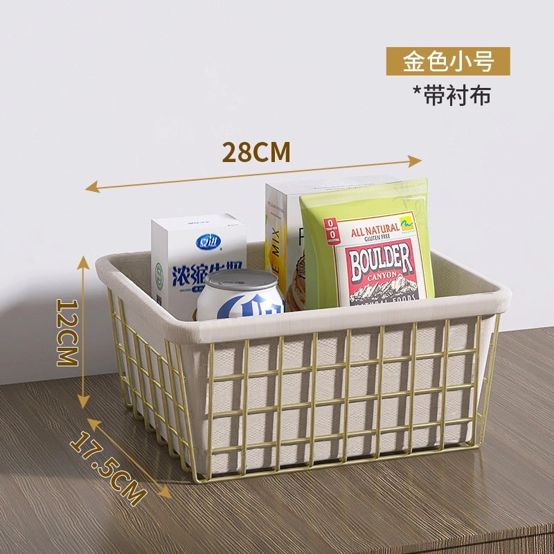 Wrought Iron Storage Basket with Wooden Handle Nordic Desktop Snack Organizer|Home Storage & Organization