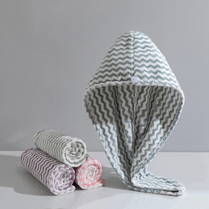 Coral Velvet Bamboo Charcoal Antibacterial Double-layer Hair Drying Towel Cap for Women | Hair Care Accessories