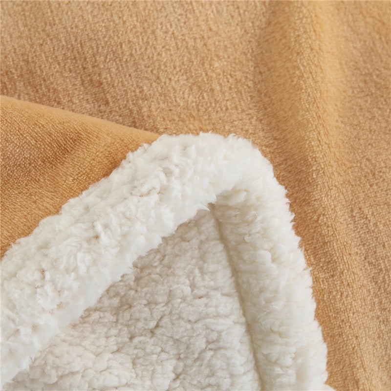 Double-layer Soft Lamb Fleece Blanket Thick Warm Solid Color Cozy Throw|Home Textiles & Bedding