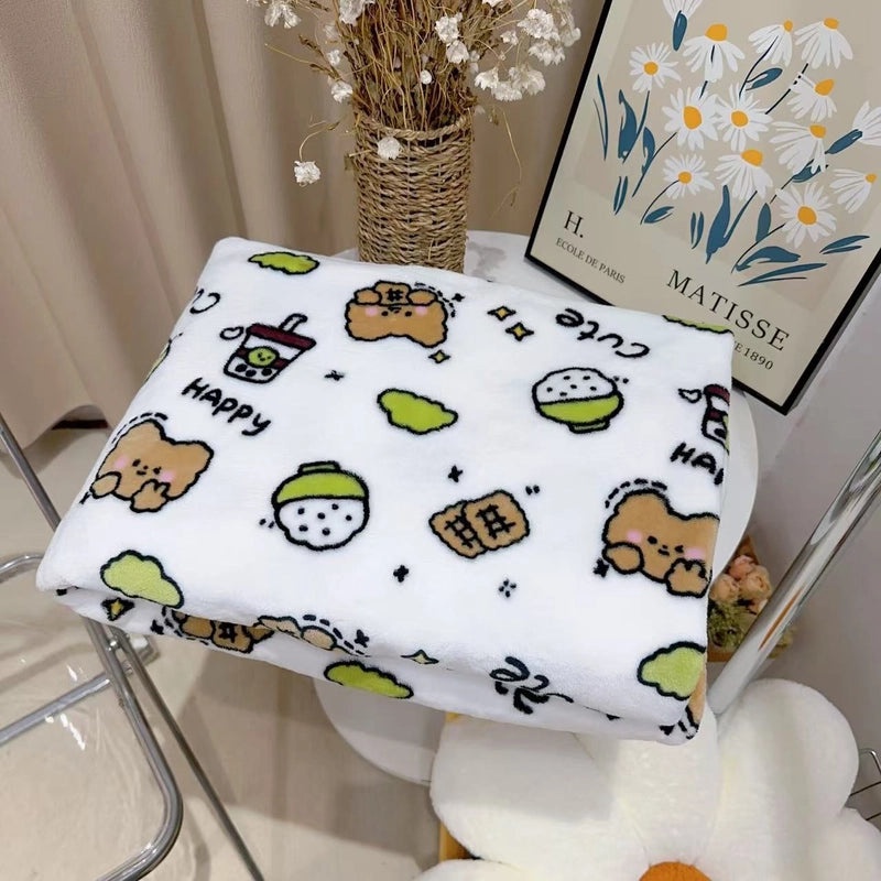 Cozy Cartoon Crayon Plush Flannel Blanket for Autumn Winter | Home & Living Bedding