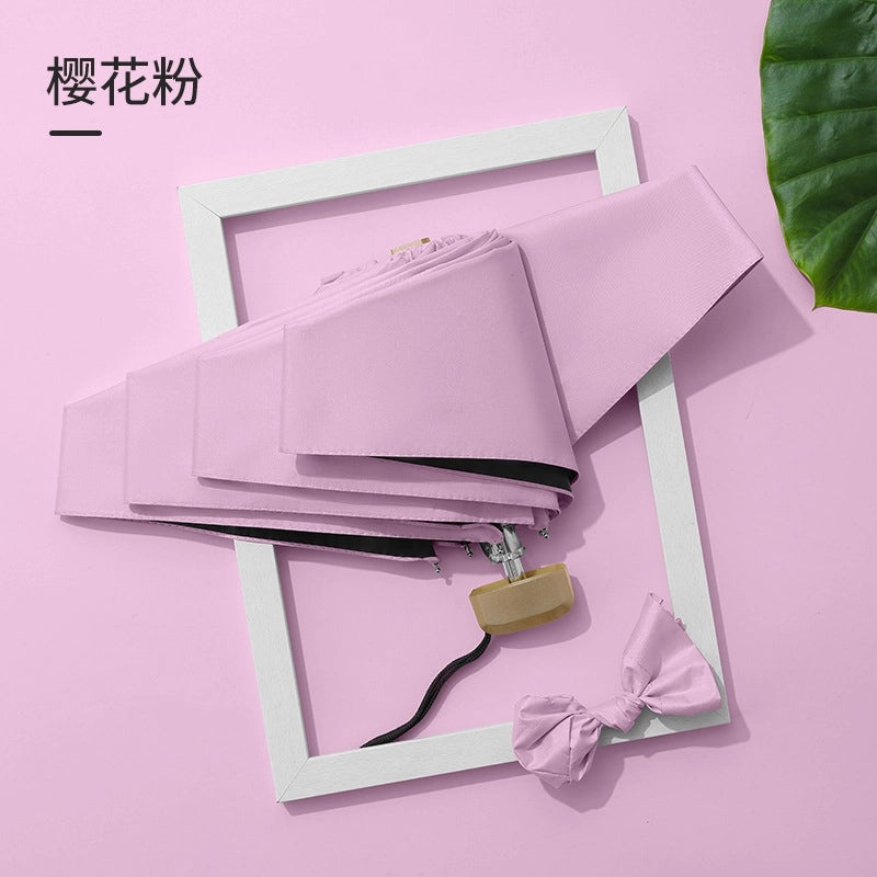 Ultra Lightweight Portable Mini Sun Umbrella with UV Protection, 6 Bones, Black Rubber Handle | Sun Protection Umbrellas