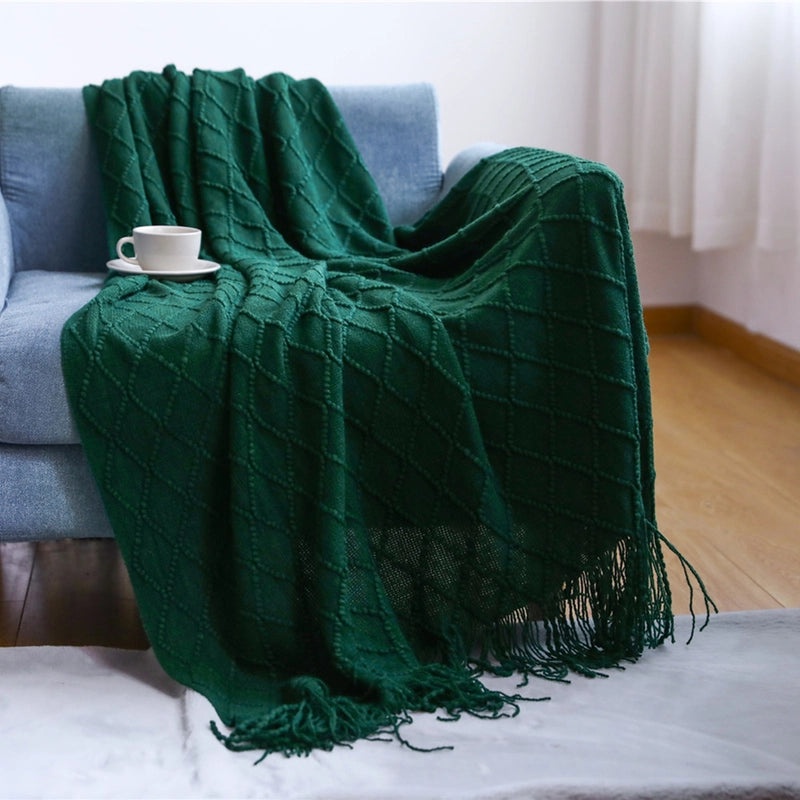 Cozy Solid Color Acrylic Fiber Blanket for Home | Bedding & Blankets