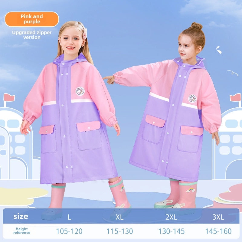 Kids Waterproof Raincoat Poncho with Schoolbag Cover for Kindergarten and School | Kids Rainwear