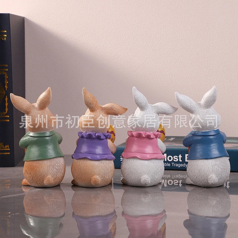 Easter Bunny Resin Figurine Cartoon Style Spring Holiday Table Decor 1 Piece|Home Decor