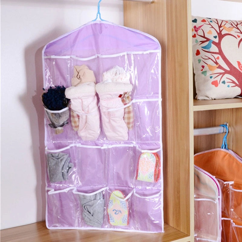 16-Grid Multi-Compartment Hanging Storage Bag for Underwear Socks Organizer|Home Storage & Organization