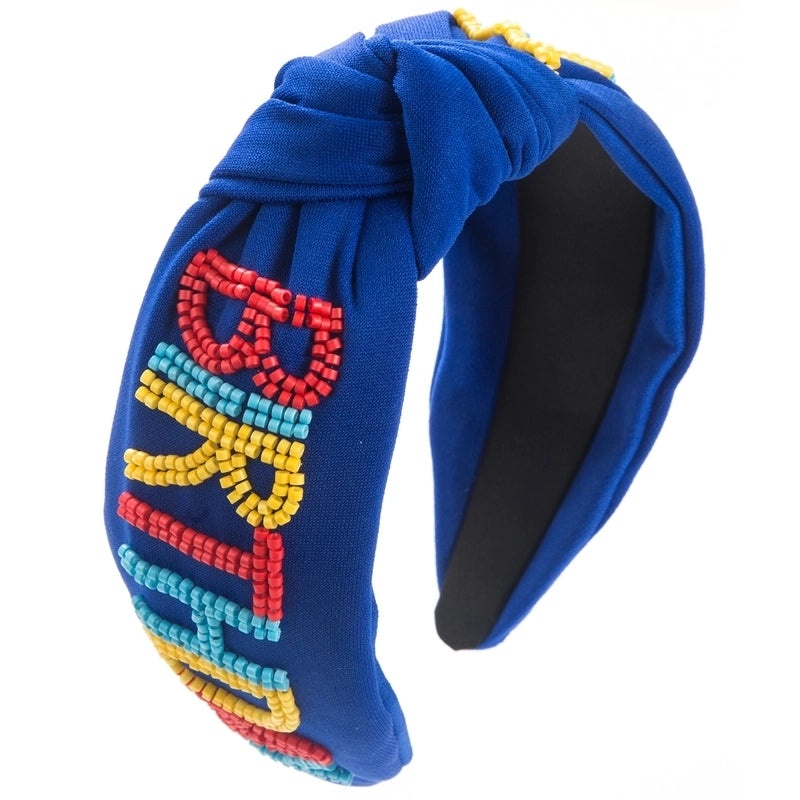 Classic Women's Vacation Beaded Hair Band with Alloy Letters and Cloth Seed Beads|Hair Accessories