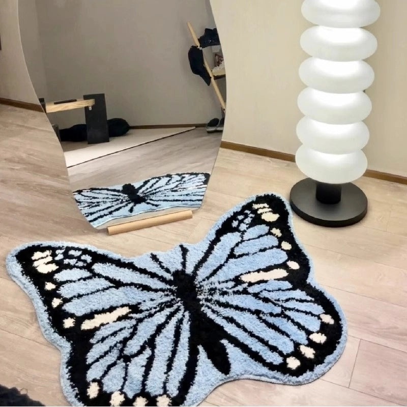 Butterfly Pattern Flocking Carpet for Casual Vacation Home Decor | Home Decor & Artificial Decorations