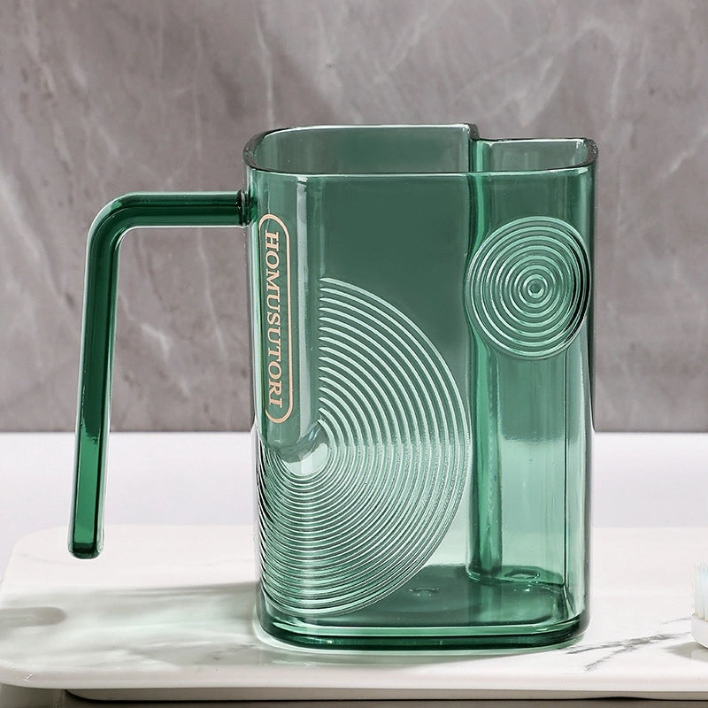 Light Luxury Transparent Mouthwash Cup with Independent Toothbrush Slot for Home, Couples, and Students|Bathroom Accessories