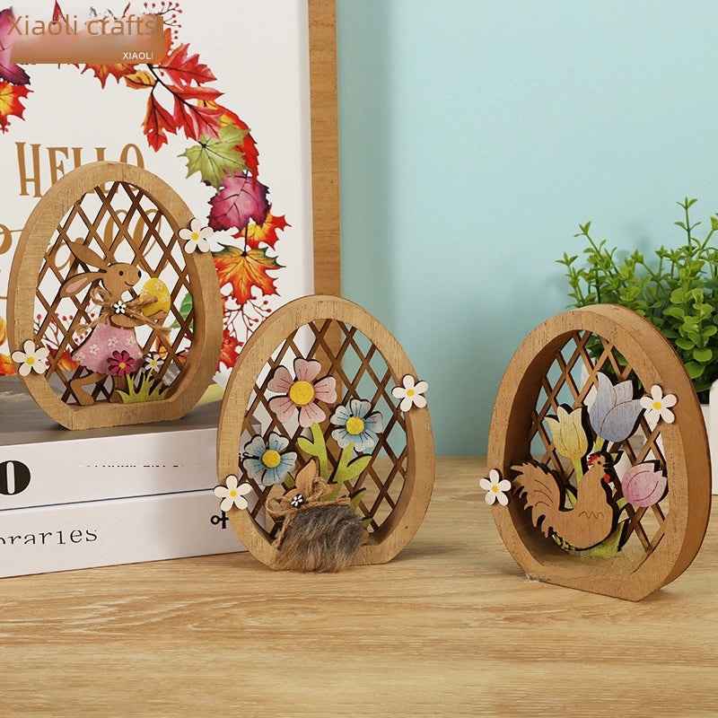Creative Hollow Wooden Easter Rabbit Ornaments Desktop Carving Party Decorations | Home Decor & Seasonal Crafts
