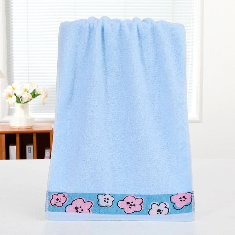 Pure Cotton Thickened Adult Face Towel with Watergrain Texture and Embroidered Logo|Home & Living Towels