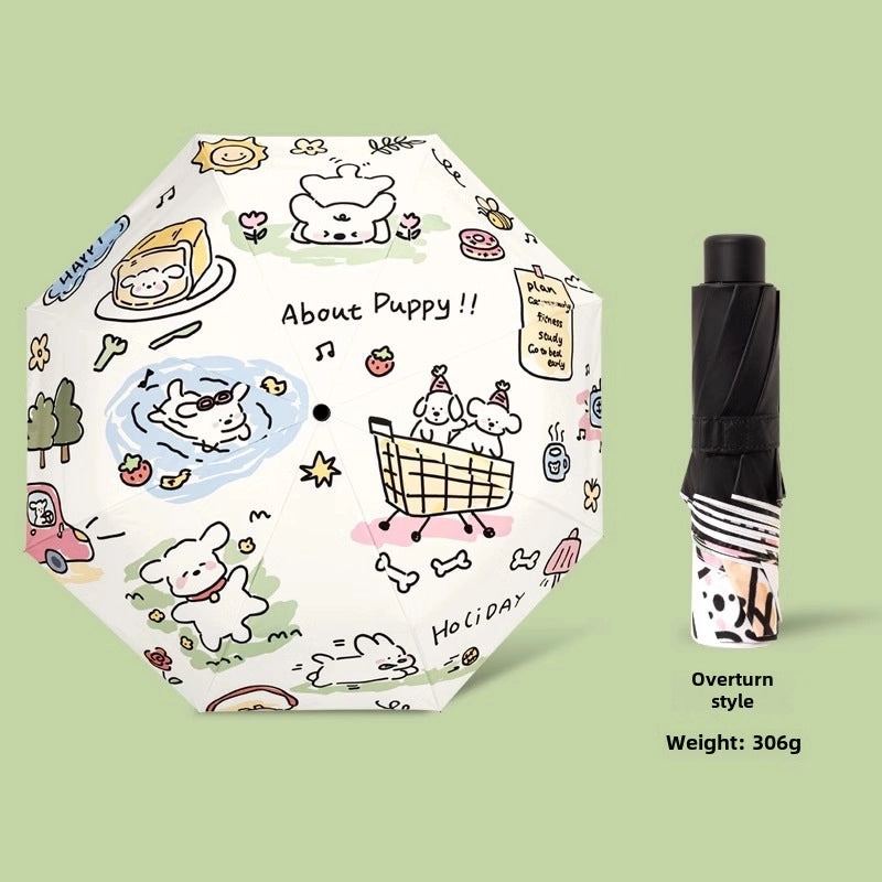 Dual-use Automatic Folding Umbrella for Women | Sun & Rain Protection UV Shield | Portable High-Grade Black Coating | Umbrellas