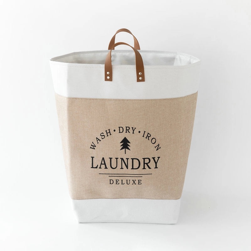 Thickened PU Handle Laundry Basket Large Cotton Linen Storage Box for Clothes Toys and Sundries|Home Storage & Organization