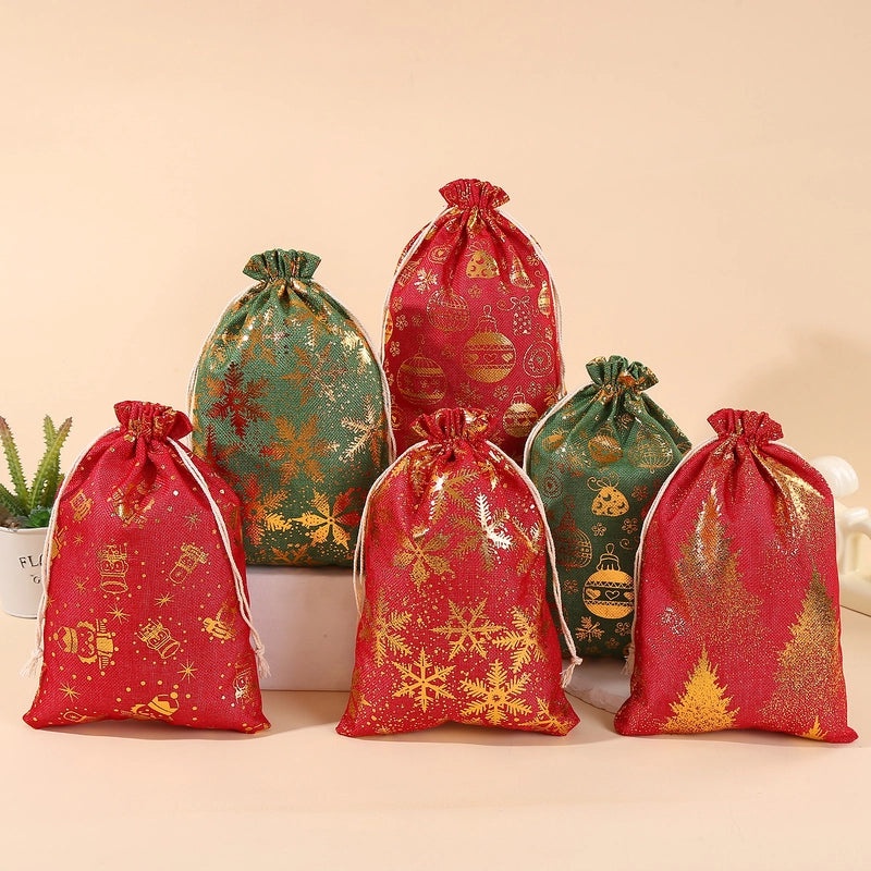 Christmas Tree Santa Claus Snowflake Gift Bags Festive Cloth Wrapping Supplies for Daily Holiday Use|Gift Wrapping Supplies