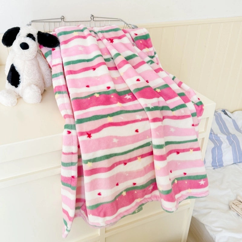 Cozy Cartoon Crayon Plush Flannel Blanket for Autumn Winter | Home & Living Bedding