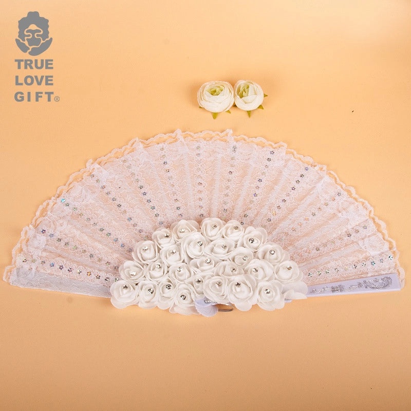 Elegant Lady Minimalist Floral Bamboo Lace Fan Ornaments | Fashion Accessories