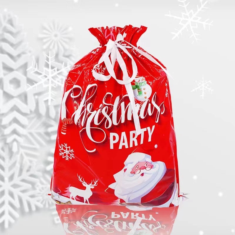 Santa Claus Drawstring Gift Bag for Christmas and Halloween Candy Packaging|Holiday Party Supplies